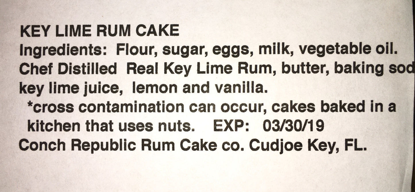 Key West Legal Rum Cake– 16 ounce Cake made with REAL Rum!