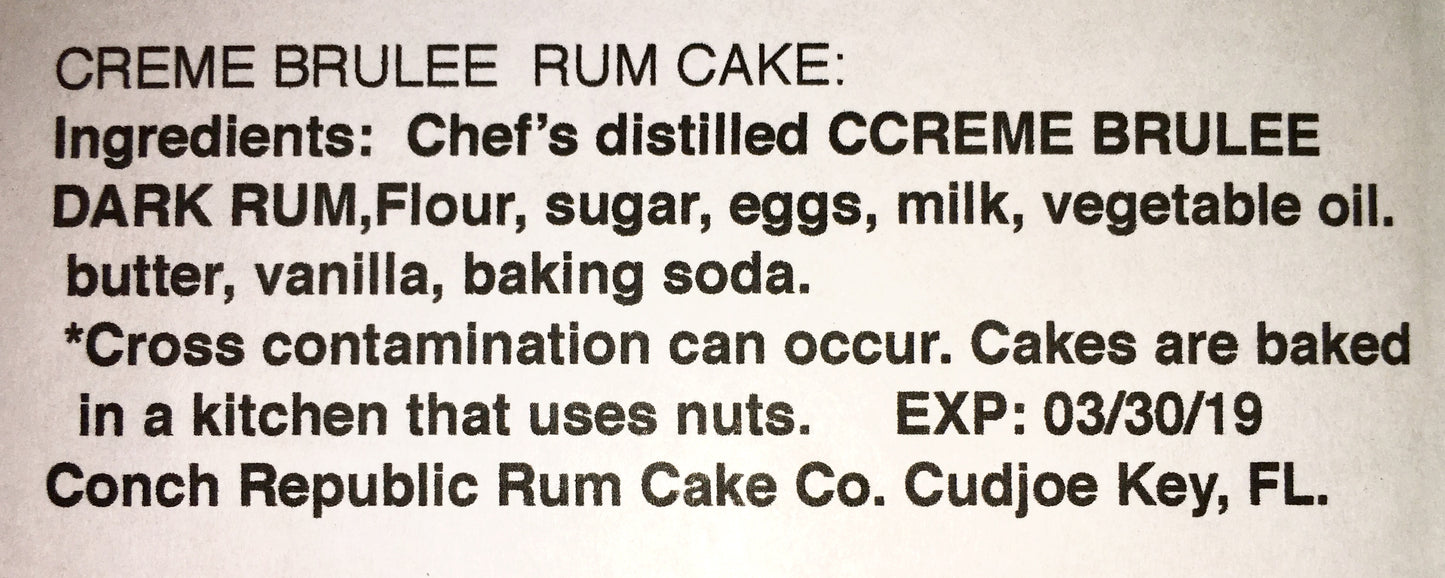 Key West Legal Rum Cake– 16 ounce Cake made with REAL Rum!